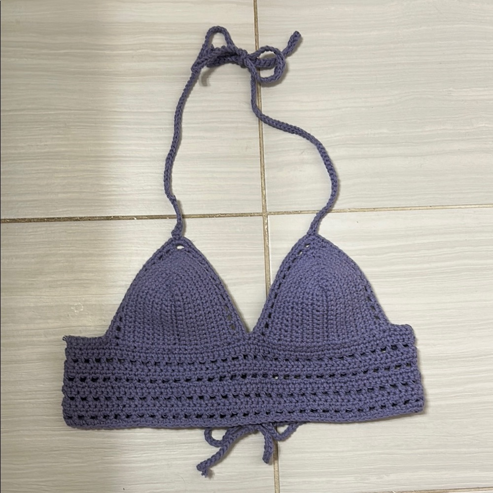 Handmade Purple Crochet Halter Top